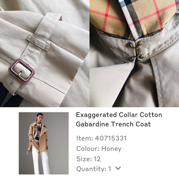 Burberry - Exaggerated Collar Trench Coat in Honey - Picture 14 of 15